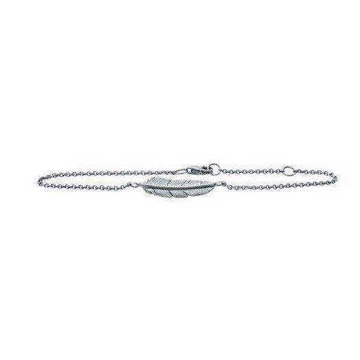 Heiring armbånd med fjer i rhodineret sølv, justerbar 15,5–18 cm.
